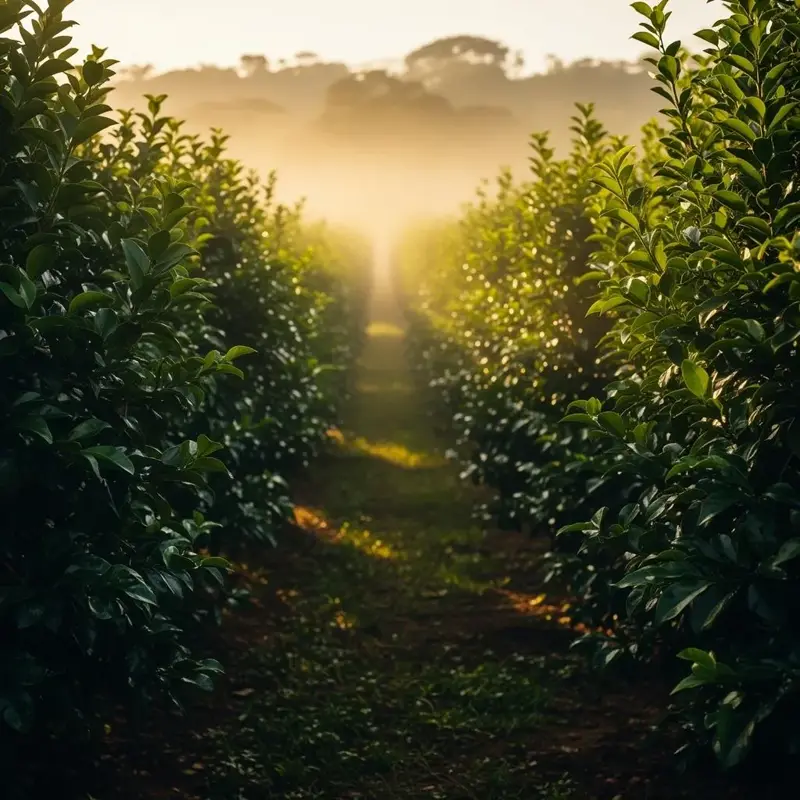 Plantacja yerba mate w Brazylii o świcie
